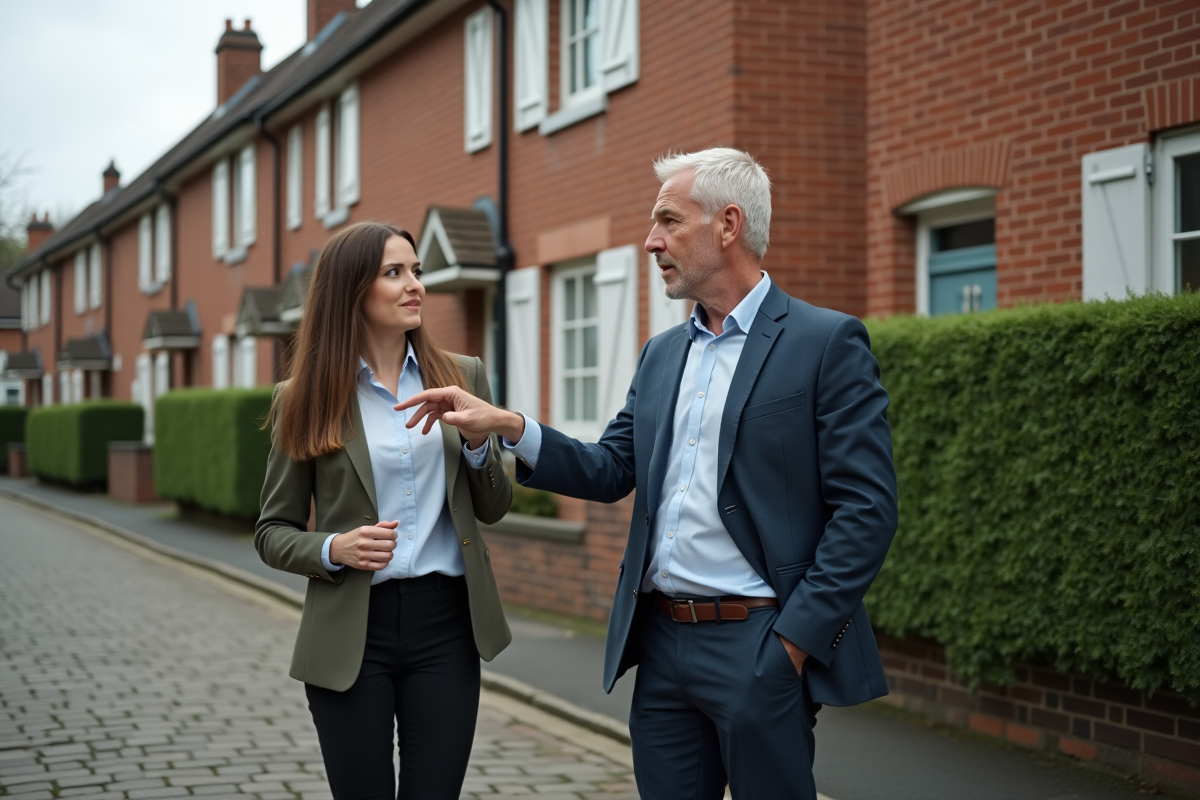 Agent immobilier montrant une maison à une investisseuse