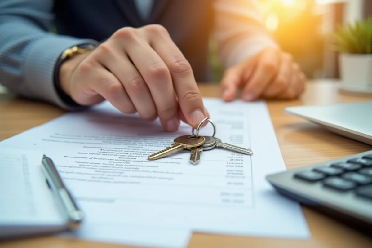 Main posant clés sur contrat de prêt immobilier