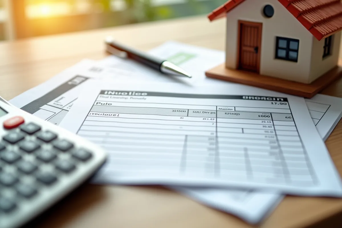 Factures et documents fiscaux avec un modele de maison propre