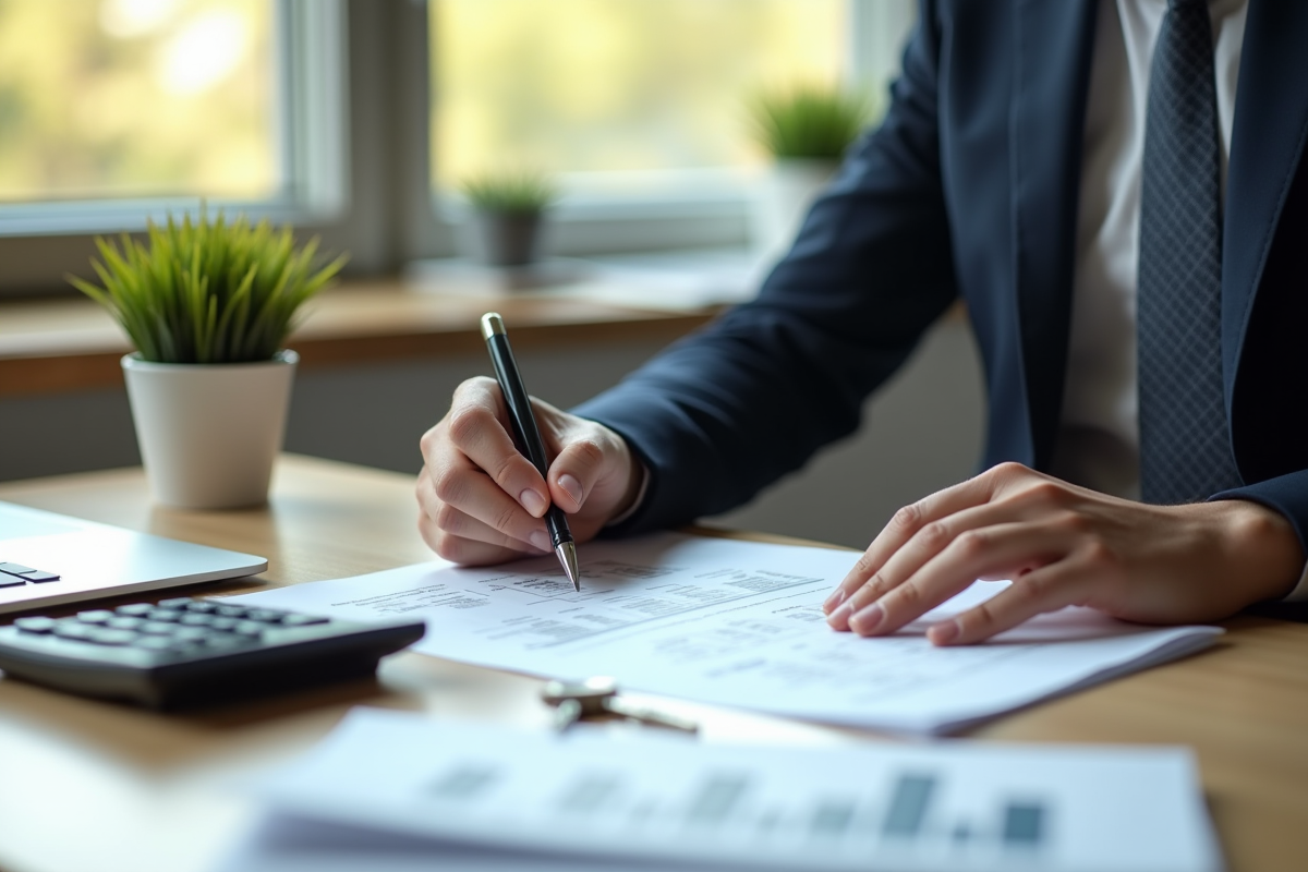 Personne remplissant des papiers dans un bureau moderne