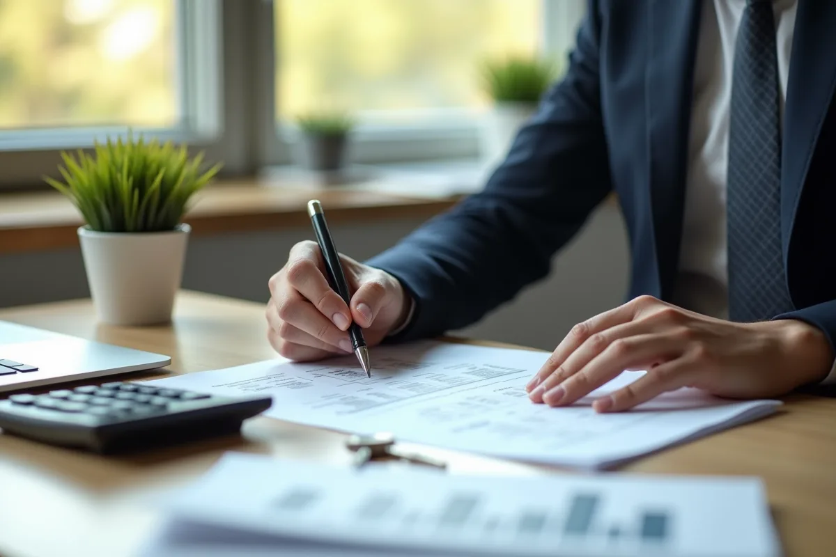 Personne remplissant des papiers dans un bureau moderne